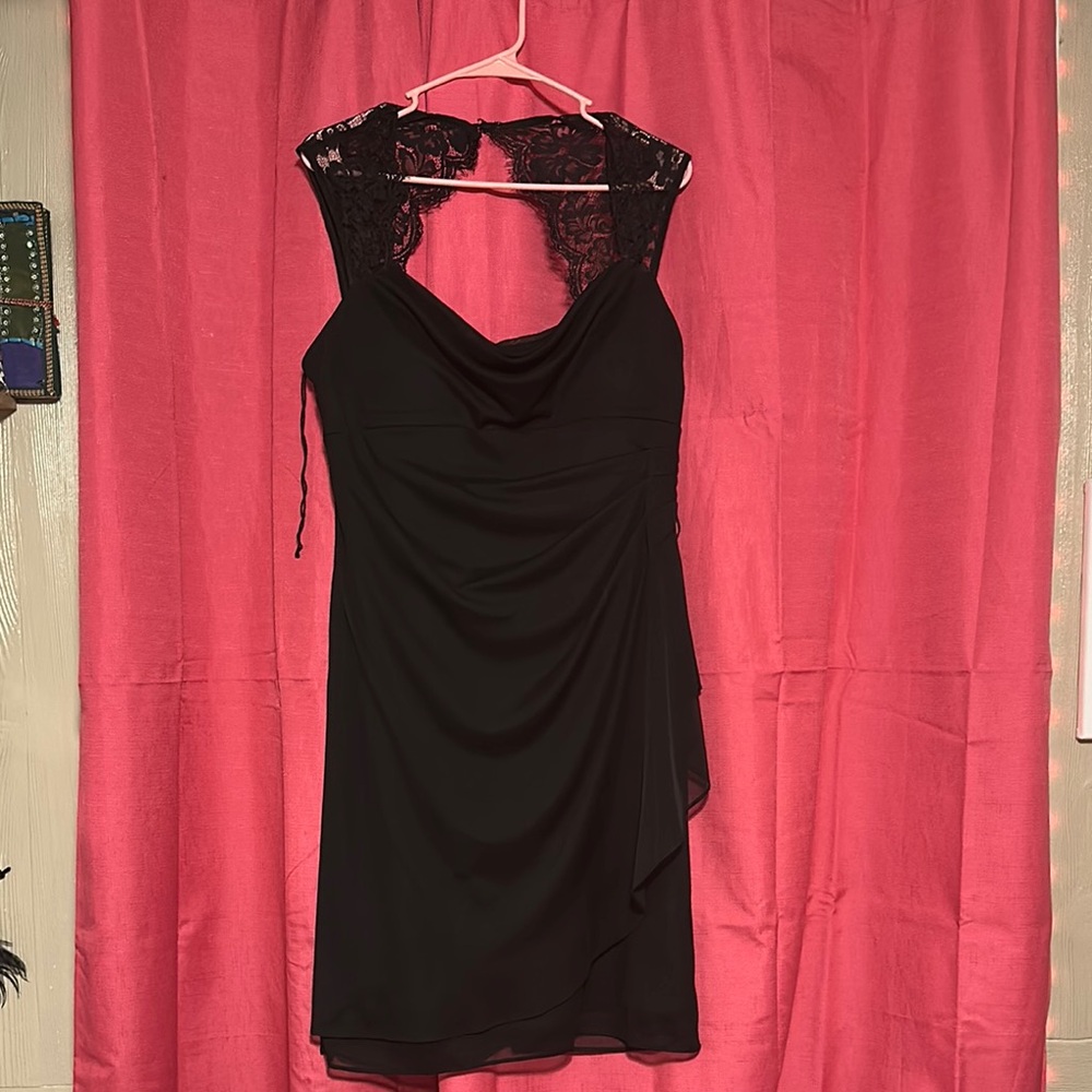 Scarlett Black Ruched Sheath Dress Cowl Neck Cocktail